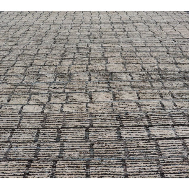 Modern Hand Knotted Rug by Keivan Woven Arts, Steel Blue & White, 9'5" X 11'0 For Sale In Atlanta - Image 6 of 12