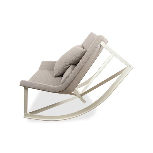Grey Fabric Sway Rocking Lounge Chair with White Frame by Markus Krauss For Sale - Image 11 of 13