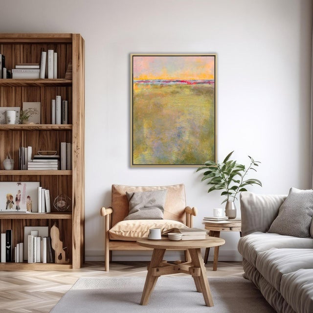 Golden Moment - Colorful Abstract Pasture at Sunrise Giclee on Canvas - 24x32 Vertical, Framed For Sale In Raleigh - Image 6 of 6