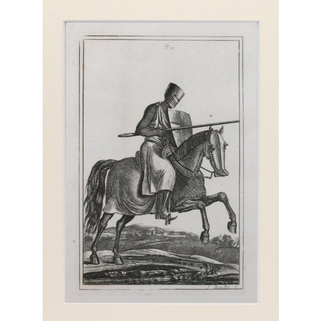 19th Century Engravings of Medeival English Knights on Horseback in Suits of Armour 1801- A Pair For Sale In New York - Image 6 of 9