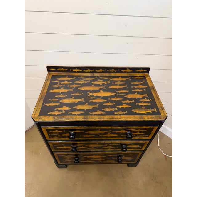 This is a beautiful 19th Century English Ebony colored bamboo chest of drawers! There is lovely natural design and dark...