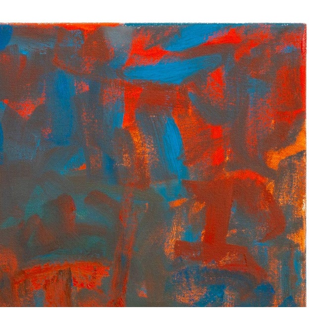 Contemporary Robert O'Meara Abstract in Blue and Red Oil For Sale - Image 3 of 5