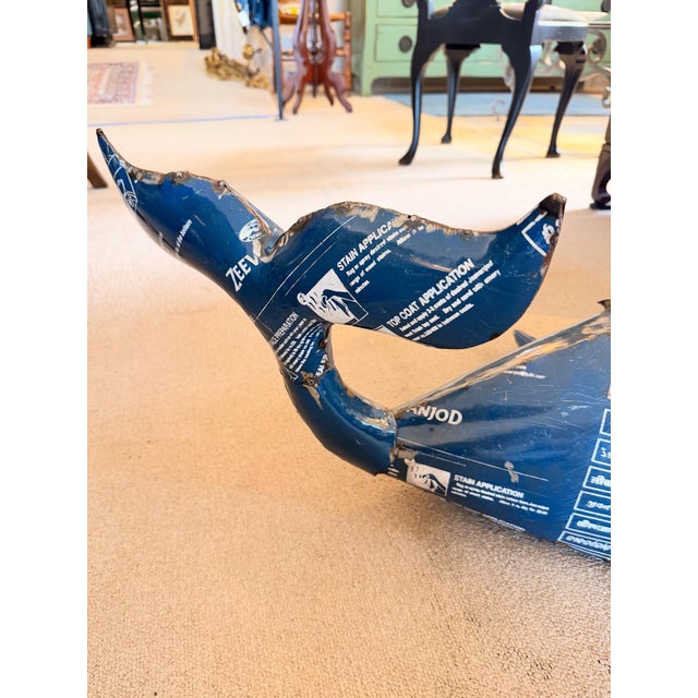 Vintage Artist Made Upcycled Metal Whale Drink Cooler/Ice Bucket For Sale - Image 4 of 8