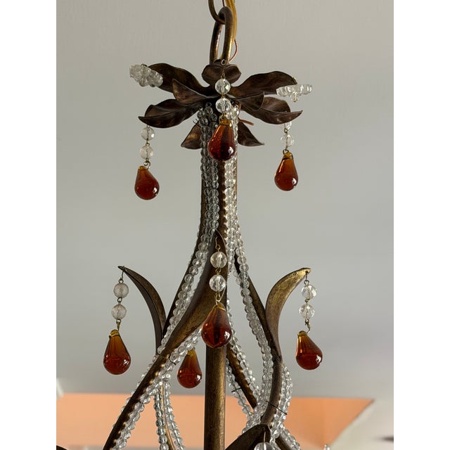 2000 - 2009 Currey & Company Isabella 5-Light Wrought Iron & Crystal Chandelier – Rhine Gold For Sale - Image 5 of 6