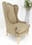 Brown Tall Back French Provincial Cabriole Legs White Wash Finish Legs Wing ArmChair For Sale - Image 8 of 8