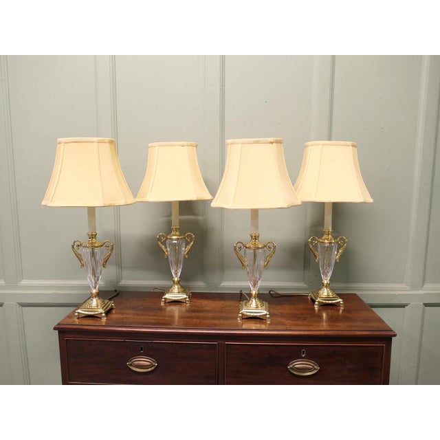 Hollywood Regency Vintage Hollywood Regency Glass Table Lamps, 1980, Set of 4 For Sale - Image 3 of 9