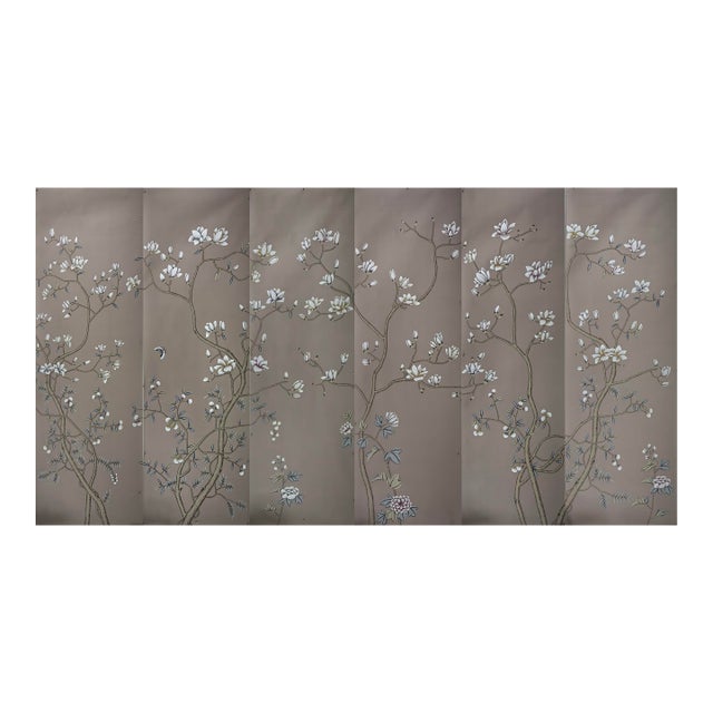 Luxury Hand-Painted Wallpaper | Magnolia Chinoiserie | Chinese Art Inspired Mural for Statement Walls For Sale