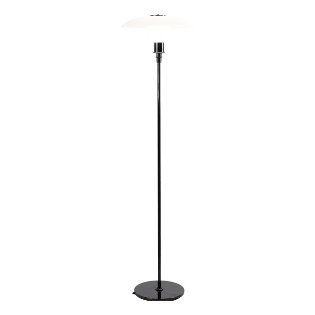Model PH 3.5/2.5 Floor Lamp with Black Frame and Opal Glass by Poul Henningsen for Louis Poulsen For Sale