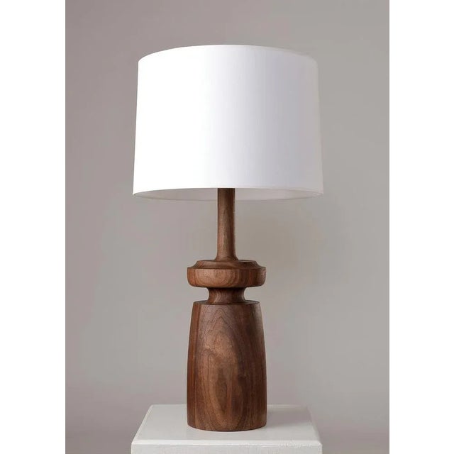 Lathe Turned Walnut Table Lamp by Michael Rozell For Sale - Image 4 of 5