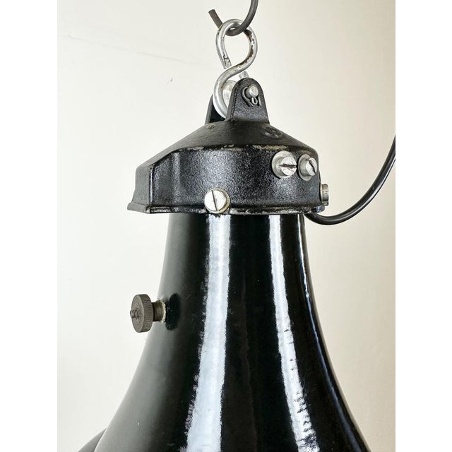Black Industrial Black Enamel Bauhaus Pendant Lamp, 1930s For Sale - Image 8 of 18