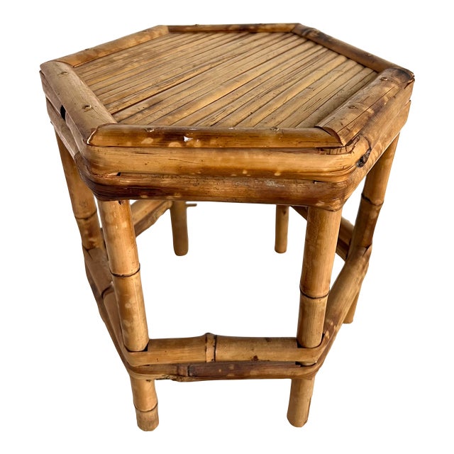 Tortoise Rattan Hexagon Plant Stand/Riser | Chairish