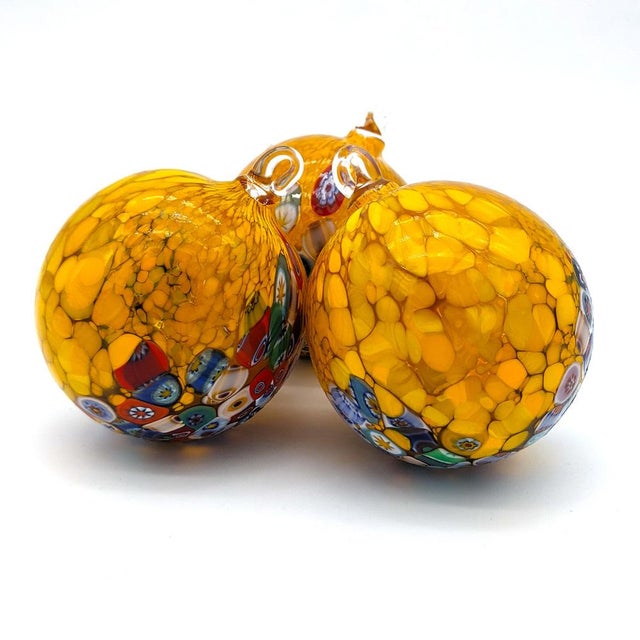 Yellow Murano Glass Balls from YourMurano, Set of 3 For Sale - Image 6 of 6