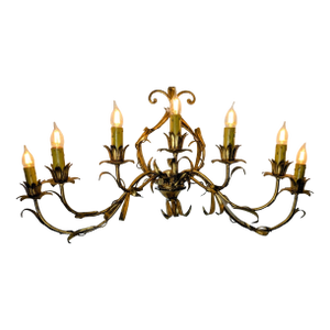 1960s Hollywood Regency Italian Gilt Tole Wall Chandelier