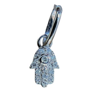 17th Century Small Hamsa Pave Pendant in White Gold For Sale