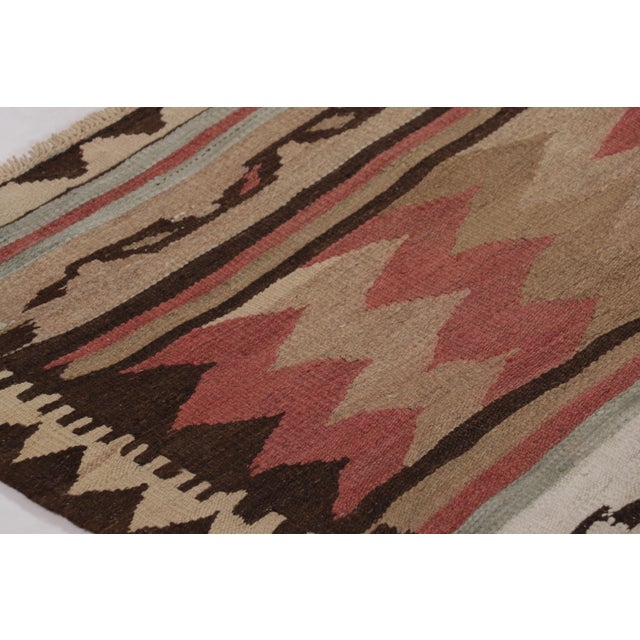 Tribal Vintage Persian Kilim Runner, Tribal Rug With Bold Chevrons - Rug & Kilim For Sale - Image 3 of 8