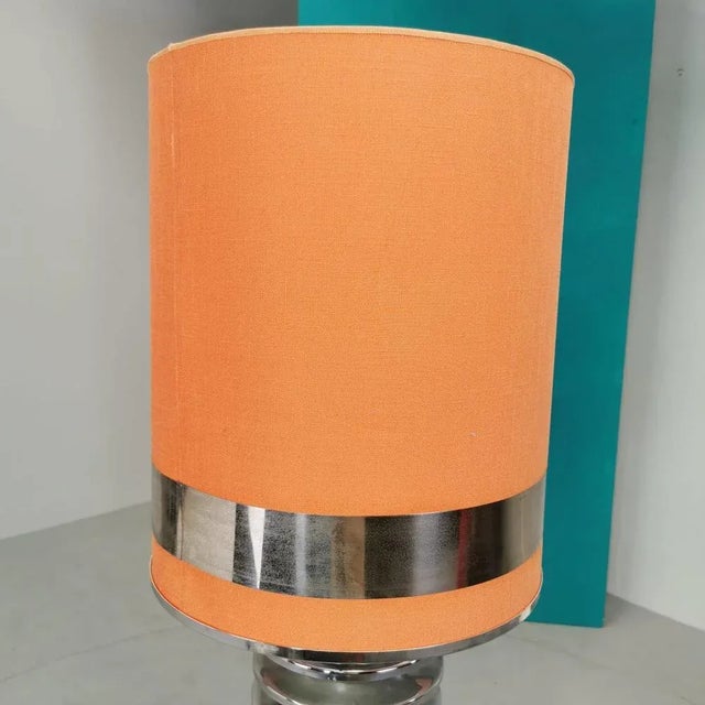 Chrome Floor Lamp with Fabric Lampshade from Star Leuchten, 1970s For Sale - Image 12 of 13