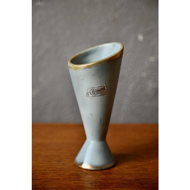 Soliflore Vase in Grey Ceramic by Blanche Letalle for Saint-Clément, 1950 For Sale - Image 4 of 6