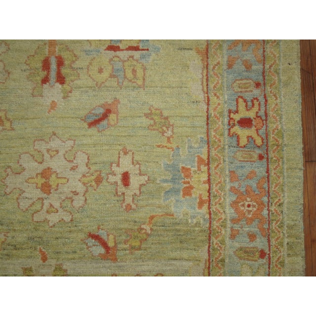Vintage Green Turkish Oushak Rug - 6'9" x 9' For Sale In New York - Image 6 of 9