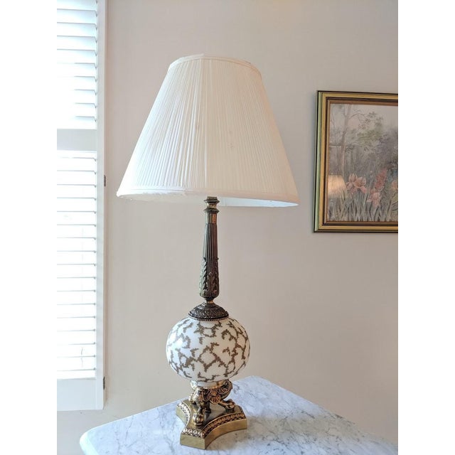 Vintage 1960 S Brass And Antique White Glass Lamp Chairish