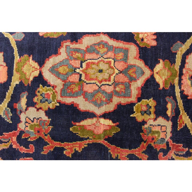 Antique Persian Sultanabad Carpet in Navy Blue Background and Rose Red Border 10'5 X 13' For Sale - Image 11 of 18
