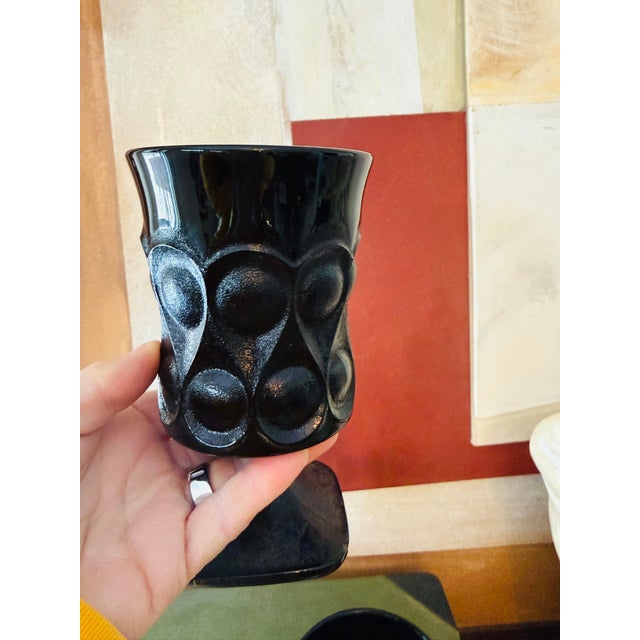 Noritake Vintage Noritake Spotlight Ebony Glasses Set of Two 1970s Black Pedestal Glassware For Sale - Image 4 of 8