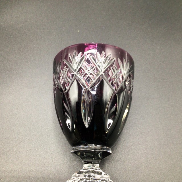 Purple Vintage Amethyst Bohemia Style Crystal Cordial Glasses-Set of 8 For Sale - Image 8 of 12