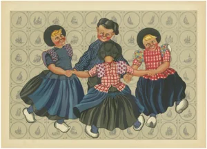 Joyful Children's Round Dance in Spakenburg Costume, 1932, Paper