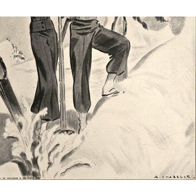 1930s 1934 Set of 2- French Art Deco Ski Prints For Sale - Image 5 of 7