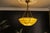 Art Deco Layered Marbled Yellowish Beige and Brown Glass and Brass Pendant Light, 1950s For Sale - Image 13 of 18