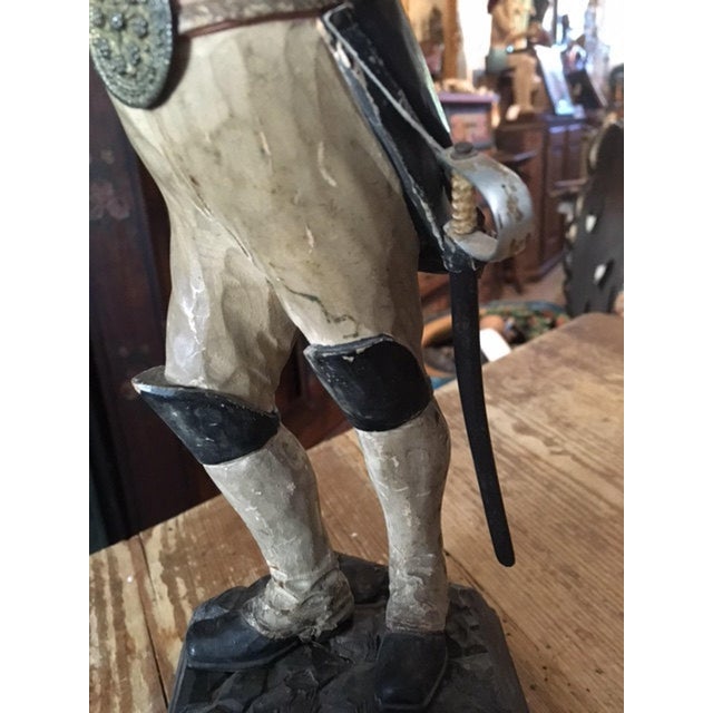 19th Century Hessian Soldier Wood Carving With Original Paint For Sale - Image 4 of 5