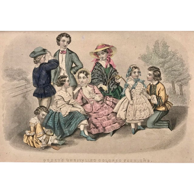 Victorian Antique Victorian Fashion Print Color Engraving Goodey’s C. 1900 For Sale - Image 3 of 6