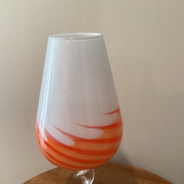 Murano Mid 20th Century Modern Handblown Art Glass Vase With Swirling Pedestal, Italy For Sale - Image 4 of 12