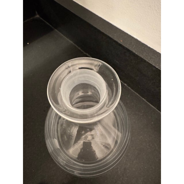 Hand blown glass with etched signed and glass ball stopper finial Retired design