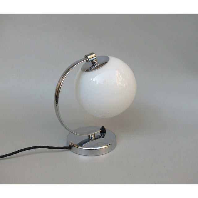 Vintage Art Deco Bedside Lamp with White Overlaid Glass Shade, Austria, 1930s For Sale - Image 6 of 18