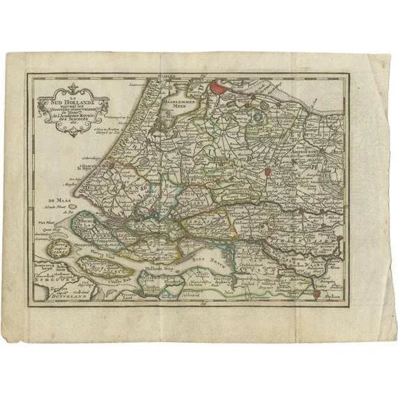 Late 18th Century Antique Map of the Province of Zuid-Holland by Keizer & De Lat, 1788 For Sale - Image 5 of 5