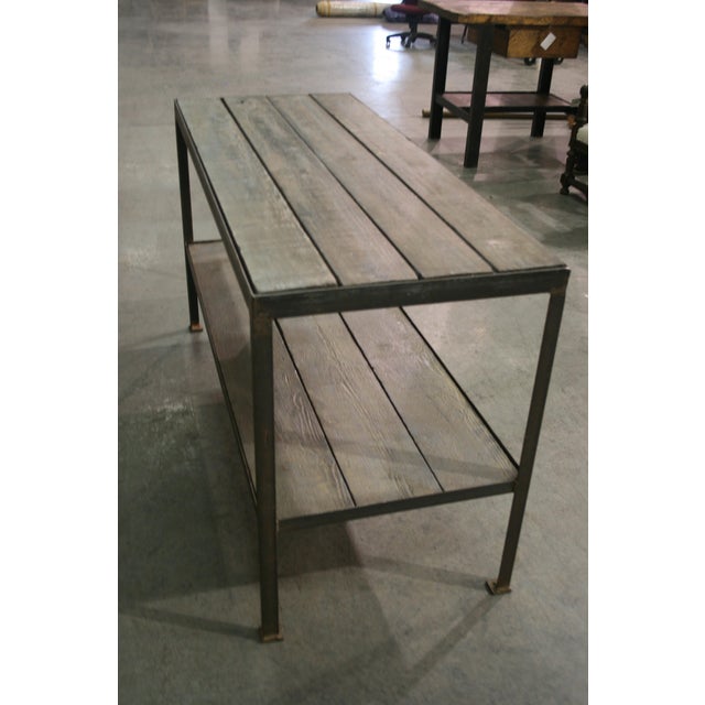 Mid Century Wood & Iron Work Table With Lower Shelf Chairish