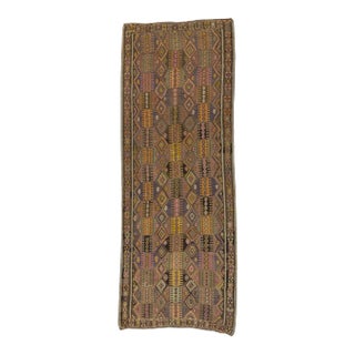 Handwoven Vintage Turkish Kilim Rug - 61" x 159" For Sale