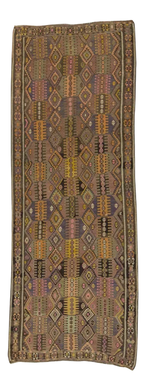 Handwoven Vintage Turkish Kilim Rug - 61" x 159"