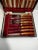 Mid-Century Modern Taylor Witness Sheffield 16pc Stainless Steak Knife Fork Set, Stag Wood With Case For Sale - Image 3 of 12