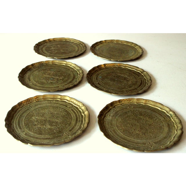6 Design solid brass coasters by Collini/Austria as a set - These solid brass coasters dates from the 1960s and carries...
