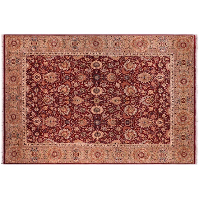 Tan Shabby Chic 1990's Pak-Persian Red/Beige Wool Rug - 9'3'' X 12'11'' For Sale - Image 8 of 9