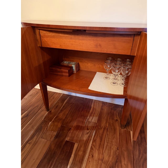 Art Deco Ethan Allen “Avenue” Collection Demilune Sideboard - Modern Black Cherry. For Sale - Image 3 of 7