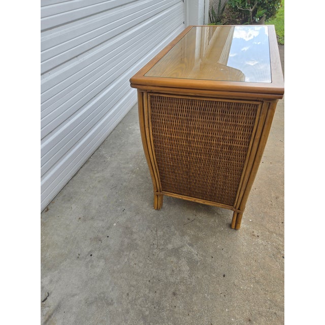 Coastal Basketweave Wicker Chest For Sale - Image 3 of 11