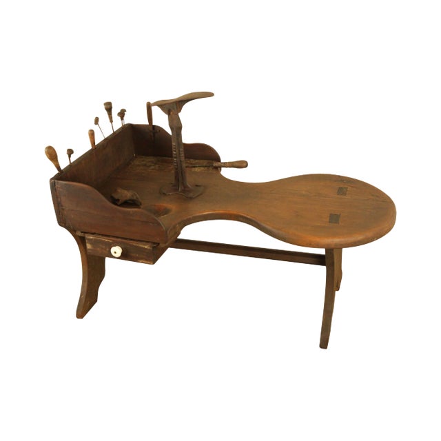 Antique American Cobblers Bench With Tools For Sale