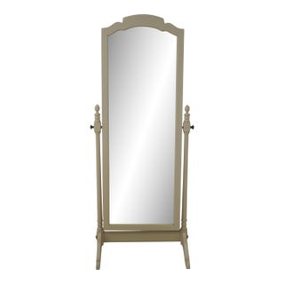 Ethan Allen Off White Painted Cheval Stand Up Floor Mirror For Sale