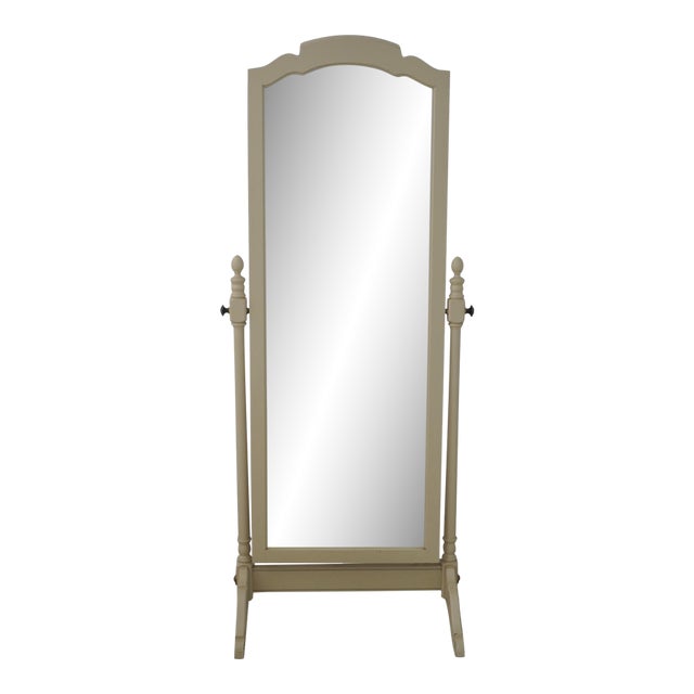 Ethan Allen Off White Painted Cheval Stand Up Floor Mirror For Sale