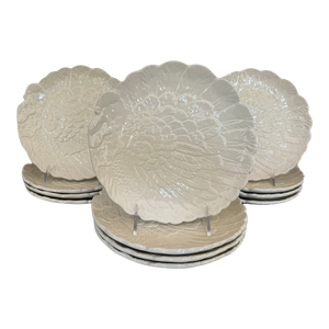 Vintage Stoneware Turkey Motif Thanksgiving Salad Plates - Set of 12