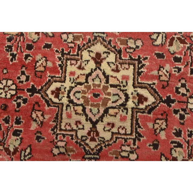 Textile Malayer Runner 3’10” X 10’2” Red Wool Semi-Antique Hand-Knotted Oriental Rug For Sale - Image 7 of 15