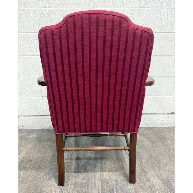 Vintage 1995 Ethan Allen Queen Anne Wingback Lounge Chair With Ottoman For Sale - Image 17 of 18