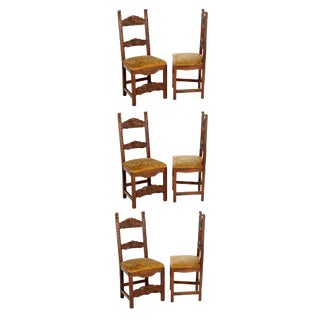 Antique Renaissance Style Carved Walnut Chairs, Set of 6 For Sale